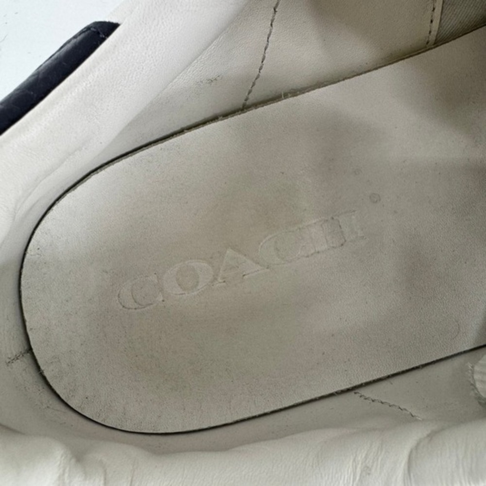 Coach C101 Mens White Leather Low Top Sneakers Navy Heel G1245 Size 13D - Picture 5 of 6